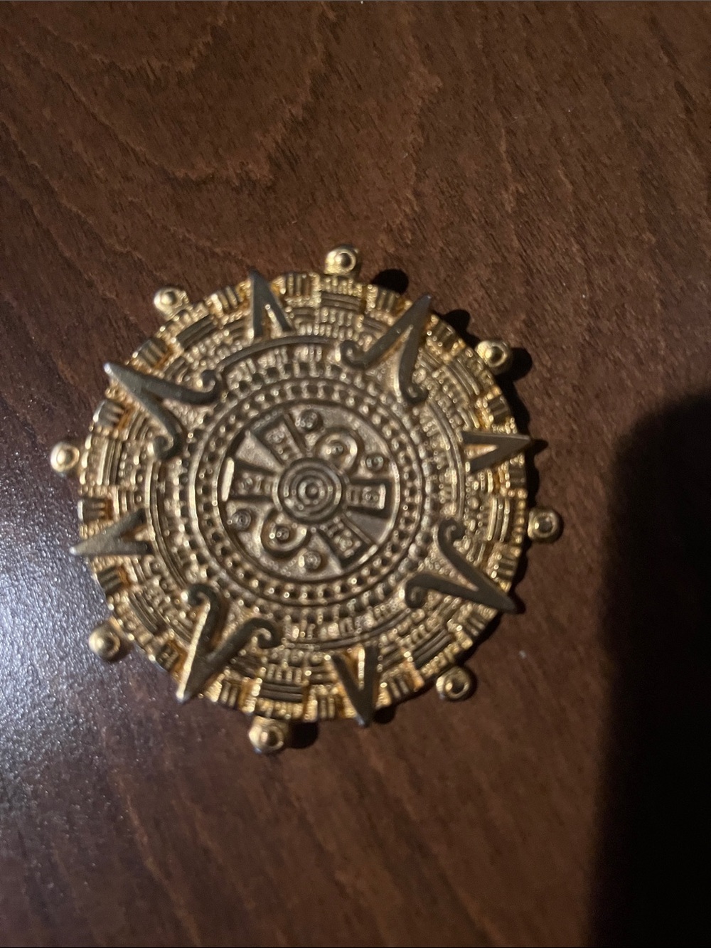 Gold-Tone Sunburst Medallion Brooch - Elegant Women’s Accent
